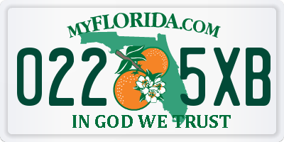 FL license plate 0225XB
