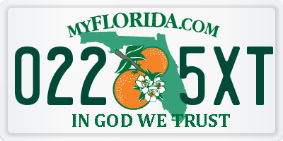 FL license plate 0225XT