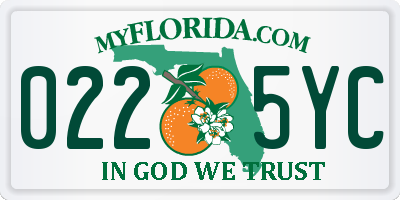 FL license plate 0225YC