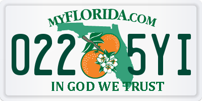 FL license plate 0225YI