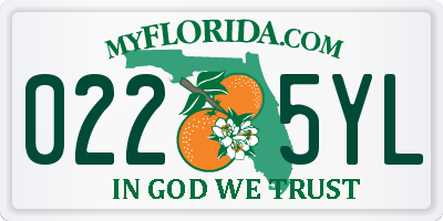 FL license plate 0225YL