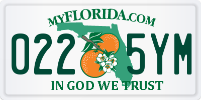 FL license plate 0225YM