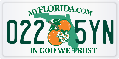FL license plate 0225YN