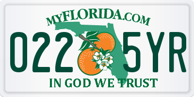 FL license plate 0225YR
