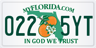 FL license plate 0225YT