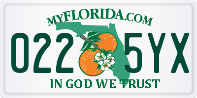 FL license plate 0225YX