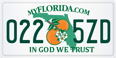FL license plate 0225ZD