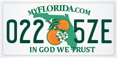 FL license plate 0225ZE
