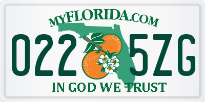 FL license plate 0225ZG