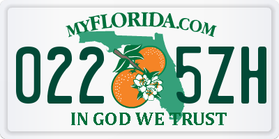 FL license plate 0225ZH