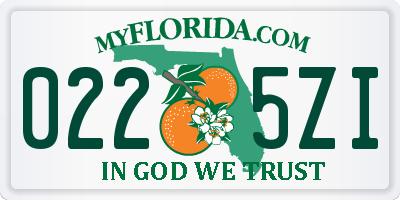 FL license plate 0225ZI