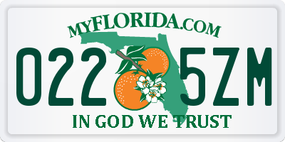 FL license plate 0225ZM