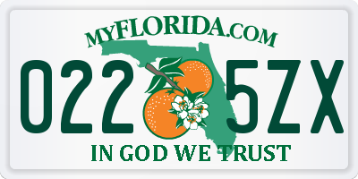 FL license plate 0225ZX