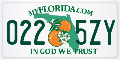 FL license plate 0225ZY