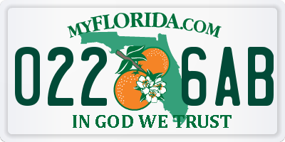 FL license plate 0226AB