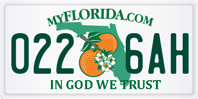 FL license plate 0226AH