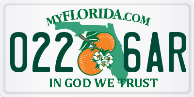 FL license plate 0226AR