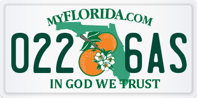FL license plate 0226AS