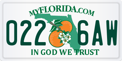FL license plate 0226AW