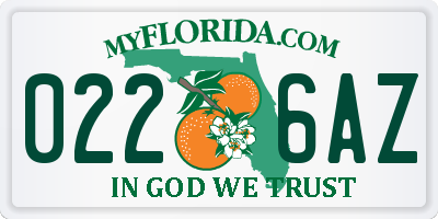 FL license plate 0226AZ