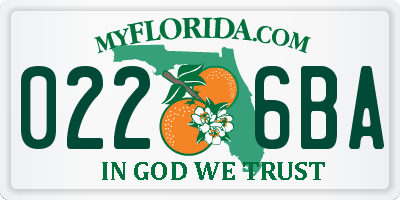 FL license plate 0226BA