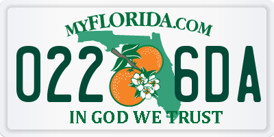 FL license plate 0226DA