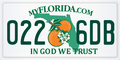 FL license plate 0226DB