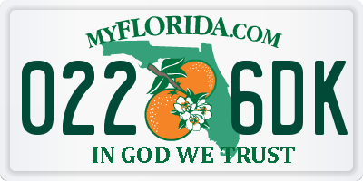 FL license plate 0226DK