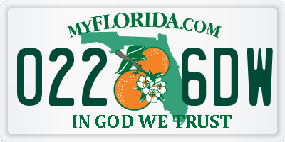 FL license plate 0226DW