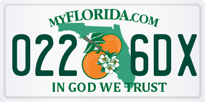 FL license plate 0226DX