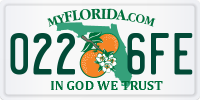 FL license plate 0226FE