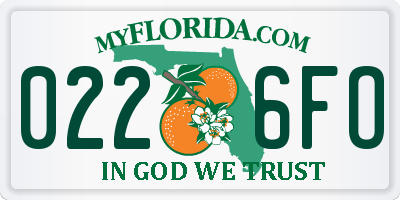 FL license plate 0226FO