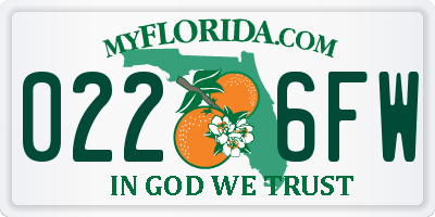 FL license plate 0226FW
