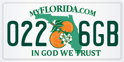 FL license plate 0226GB