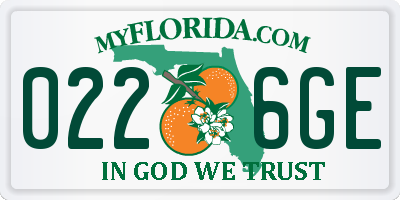 FL license plate 0226GE