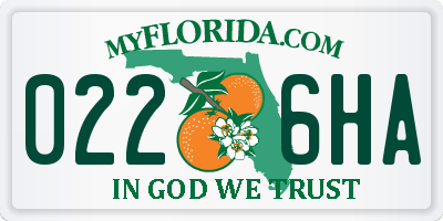 FL license plate 0226HA