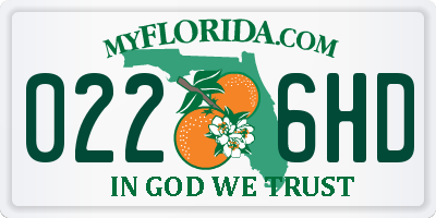 FL license plate 0226HD