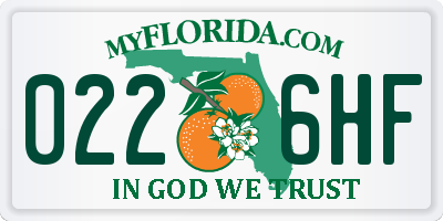 FL license plate 0226HF