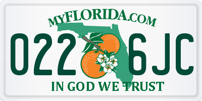 FL license plate 0226JC