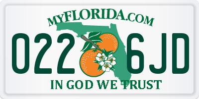 FL license plate 0226JD