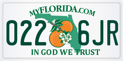 FL license plate 0226JR