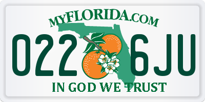 FL license plate 0226JU