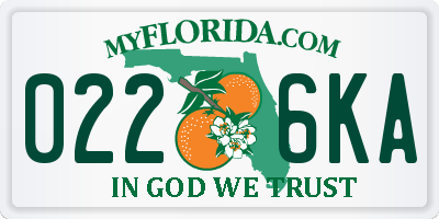 FL license plate 0226KA