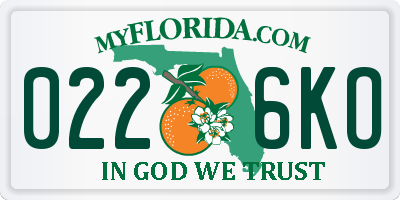 FL license plate 0226KO