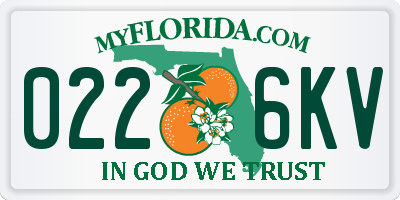 FL license plate 0226KV