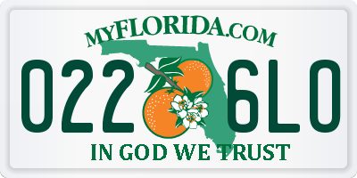 FL license plate 0226LO
