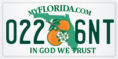 FL license plate 0226NT