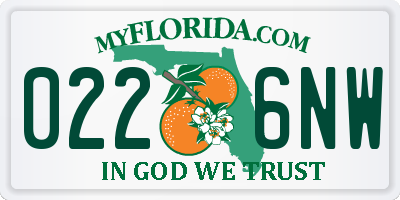 FL license plate 0226NW