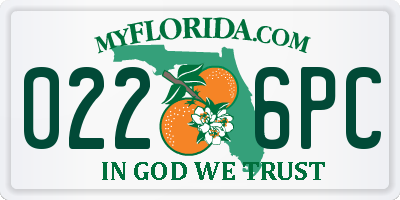 FL license plate 0226PC