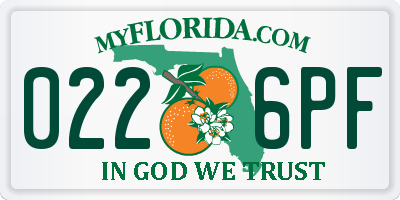 FL license plate 0226PF